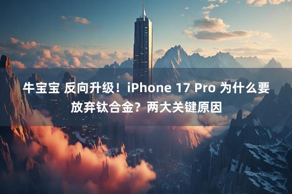 牛宝宝 反向升级！iPhone 17 Pro 为什么要放弃钛合金？两大关键原因